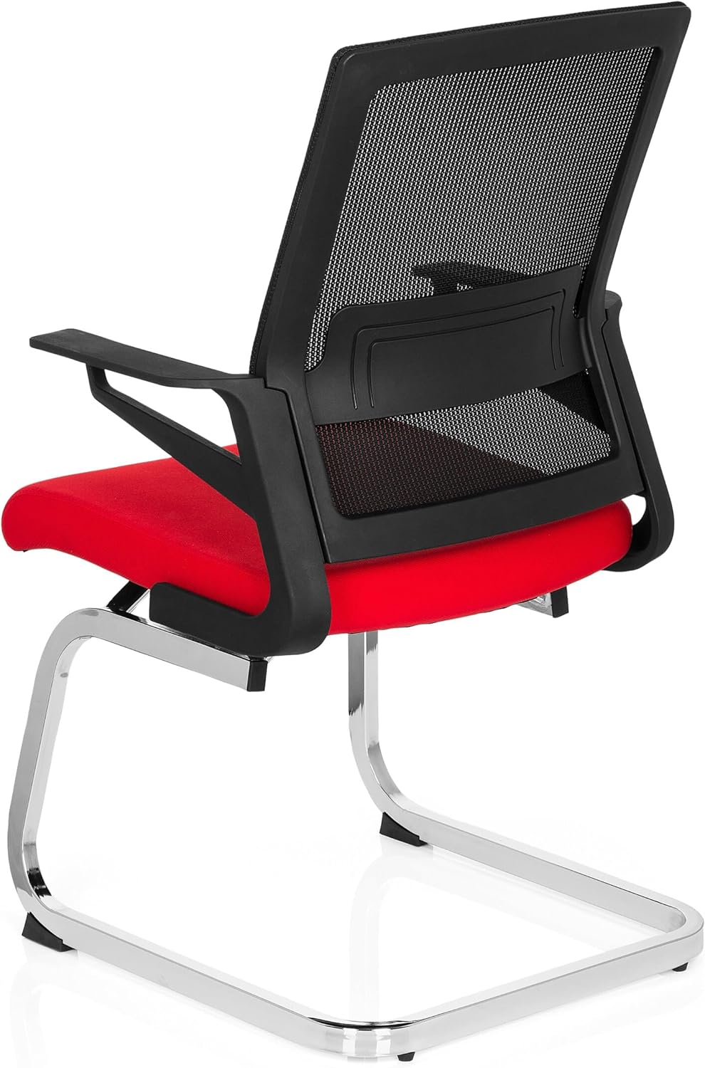 hjh OFFICE 732080 bezoekersstoel Inventor V stof/netrug zwart rood stoel cantilever met lendensteun