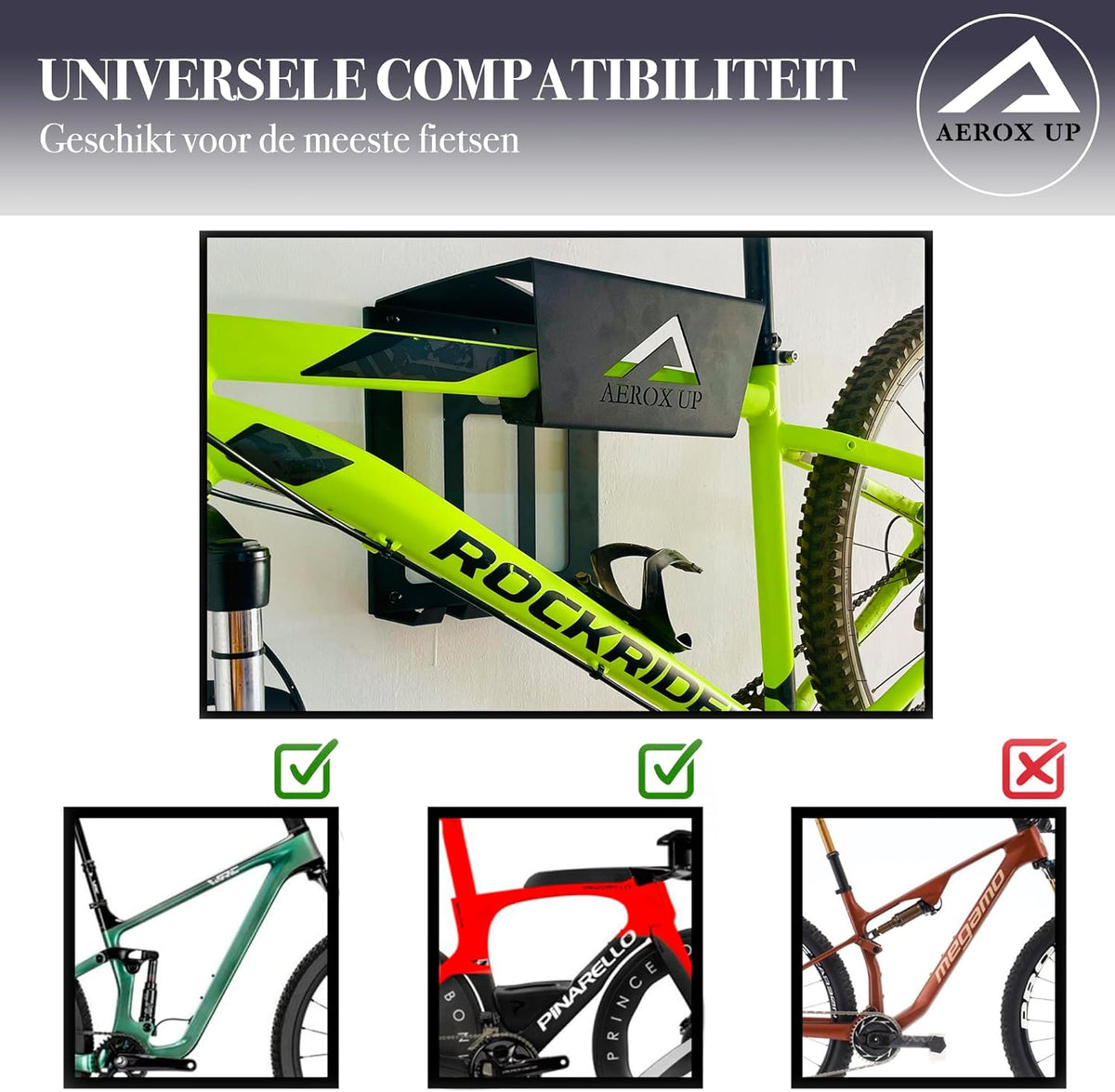 Fiets wandhouder - Fiets muurbeugel - Fiets ophangsysteem - Fietsrek wandmontage - Wandhouder fiets - Fiets ophangen muur - Fiets houder garage - Compact fiets ophangen binnen