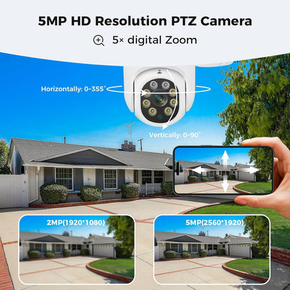 Beveiligingscamera Buiten – CCTV Camera – Bewakingscamera – Wifi Camera – PTZ Camera – 5MP Resolutie – Kleur Nachtzicht 360° Draaibaar