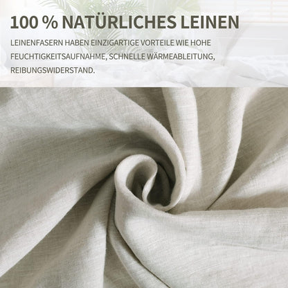 CHUFFED Linnen beddengoed, 155 x 220 cm, 2-delige beddengoedsets 100% natuurlijk linnen, beddengoedset, 1 dekbedovertrek 155 x 220 cm + 1 kussensloop 80 x 80 cm, met ritssluiting, zacht, ademend,