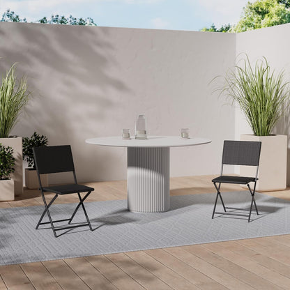 Casaria Polyrattan Set of 4 Folding Chairs Balcony Camping Foldable Weatherproof Balcony Chair Garden Chair Black - QUORE