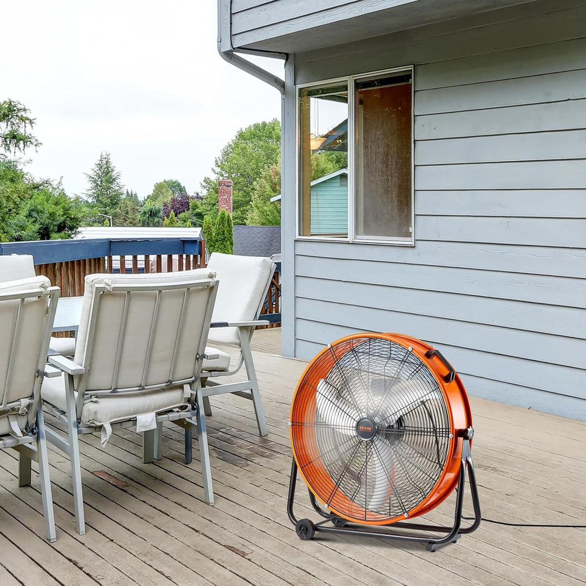 VEVOR Trommelventilator, industriële werkplaatsventilator, 609 mm, 3 snelheden, 8700 CFM, met instelbare helling, 360 graden, industriële ventilator voor magazijn, werkplaats