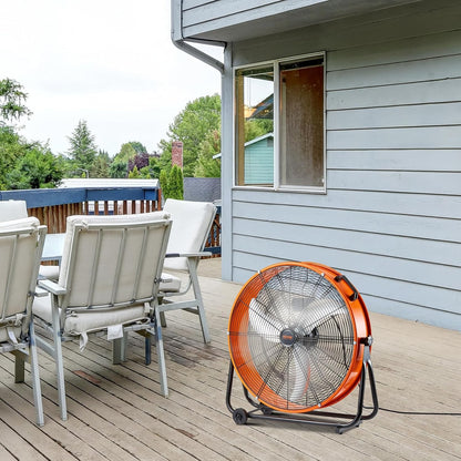 VEVOR Trommelventilator, industriële werkplaatsventilator, 609 mm, 3 snelheden, 8700 CFM, met instelbare helling, 360 graden, industriële ventilator voor magazijn, werkplaats