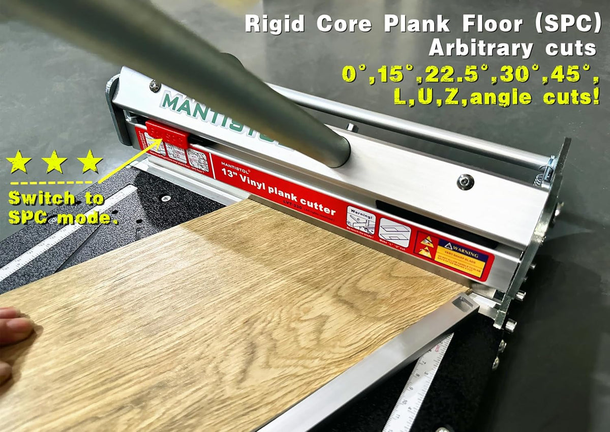 13 inch Pro Rigid Core Vinyl vloersnijder met inkepingsgereedschap, snijdt LVP, WPC, LVT, SPC, VCT, PVC voor complexe taken! Geen chippen, geen stroom nodig!