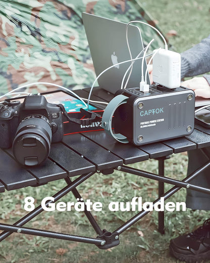 Powerbank 230 V met stopcontact, 88,8 Wh powerstation, 10 W draadloze oplader, 120 W zonne-generator USB-led voor camping, outdoor, noodgevallen