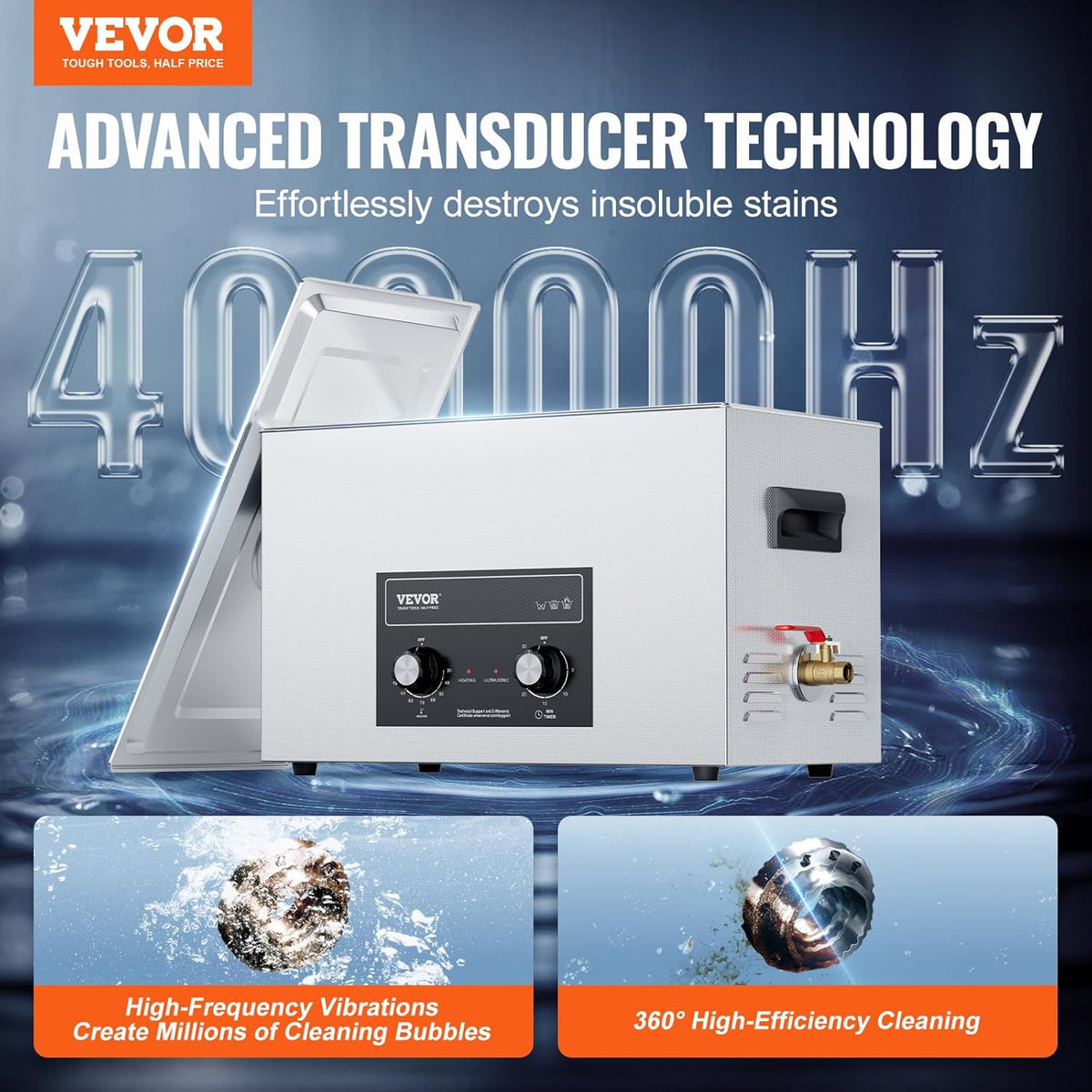 VEVOR Ultrasone reiniger, 30 l, met timer, radiatormanden, digitale geluidscavitatiemachine, 600 W, voor horloges, brillen, munten, metalen gereedschap