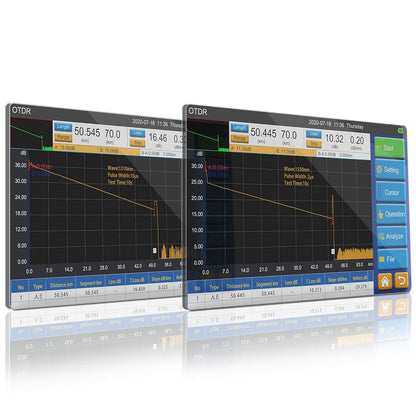 1310nm/32dB en 1550nm/30dB SM OTDR Singlemode Glasvezel Tester Met OPM+OLS+VFL+Evenementenkaart+7-inch Touchscreen Optische Reflectometer voor APC&UPC SC+ST+FC+LC Connector-SS313T-2A1