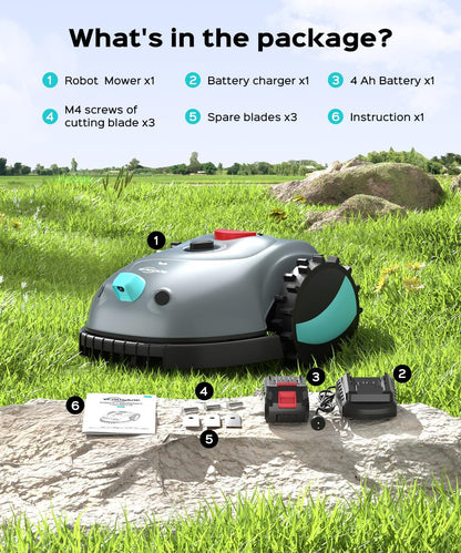 Robotmaaier – Grasmaaier – Automatische Maaier – Tuinmaaier – Robot Grasmaaier – Zonder Begrenzingsdraad – Vision Navigatie Met Camera – Obstakeldetectie Tot 150 m² – 4Ah Accu