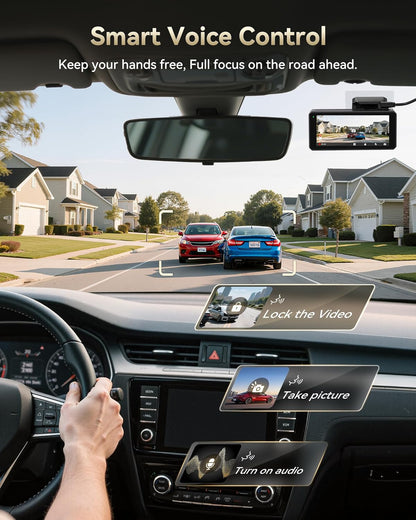 REDTIGER F77 4K+4K Dash Cam Front and Rear, Dual STARVIS 2 IMX678 HDR, Built-in 128GB eMMC, Voice Control Dash Camera for Cars with 5.8GHz WiFi, 4'' Touch Screen, GPS, Night Vision, 24H Parking Mode