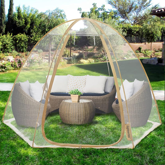 EighteenTek Bubble Tent Scherm Huiskamer Kas Camping Tent Luifel Tuinhuisjes 4-6 Personen voor Patio's, Grote Oversized Weerpod Pop-up Tent, Koude Bescherming Beige 35 cm x 25 cm