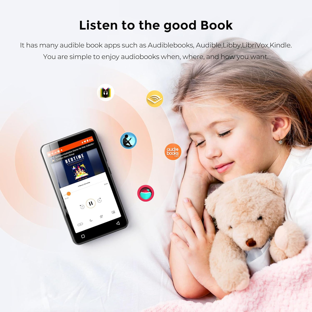 Innioasis Music Player with Bluetooth, WiFi, Spotify, Pandora, Amazon Music, 4-Inch Touchscreen, Libby, Audible, Spotify Kids (Black) - QUORE