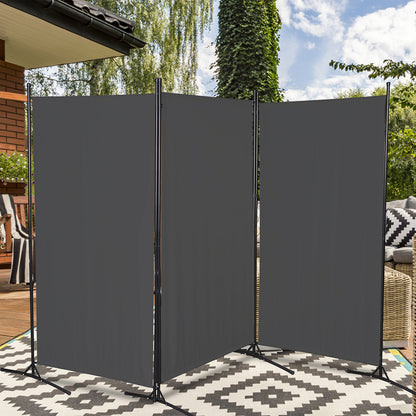Kamerscherm – Roomdivider – Scheidingswand – Paravent – Privacy Scherm – Donkergrijs – Vouwbaar – Met Metalen Frame 180x180 cm