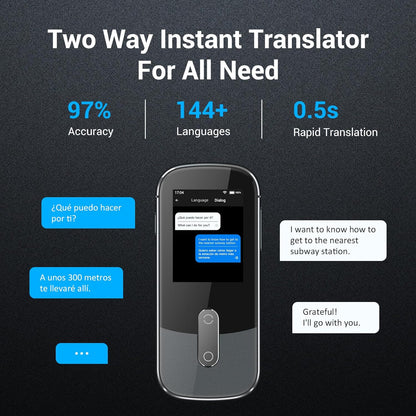 Offline Taal Voice Vertaler Apparaat W09 PRO voor 144 Talen en Accenten Foto Vertaling Geen WiFi Internet Nodig voor Reizen Business W09 Grijs