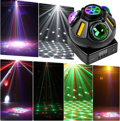 Podiumlicht met bewegende kop, 60 W, bewegende kop, led RGBW 4-in-1 DMX512, 19CH partylicht, geluidsgeactiveerd lichteffect, discolicht met afstandsbediening, voor DJ, bar, verjaardag, club, bruiloft