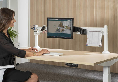 Unilux Ergo 400124600 Draagbaar station, ergonomisch, voor kantoor met monitorhouder tot 27 inch, afmetingen 125 x 40 x 15 cm, wit, 400124600
