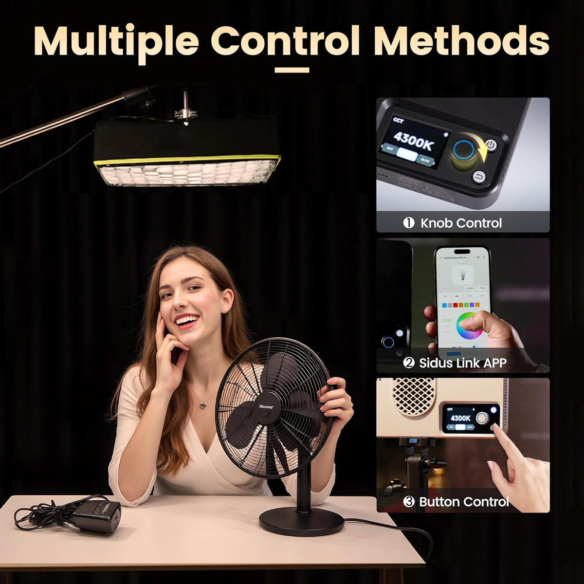 RGBWW LED-Verlichting Kit – Fotolamp – Videolamp – Studiolamp – Streamlamp – 60W CCT 2300K-10.000K – App-Bediening en 12 Lichteffecten