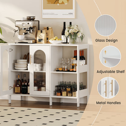 Moderne Sideboard Kast – Opbergkast – Buffetkast – Dressoir – Accentkast – Wit – Hardhout en Metaal – Compact & Stevig