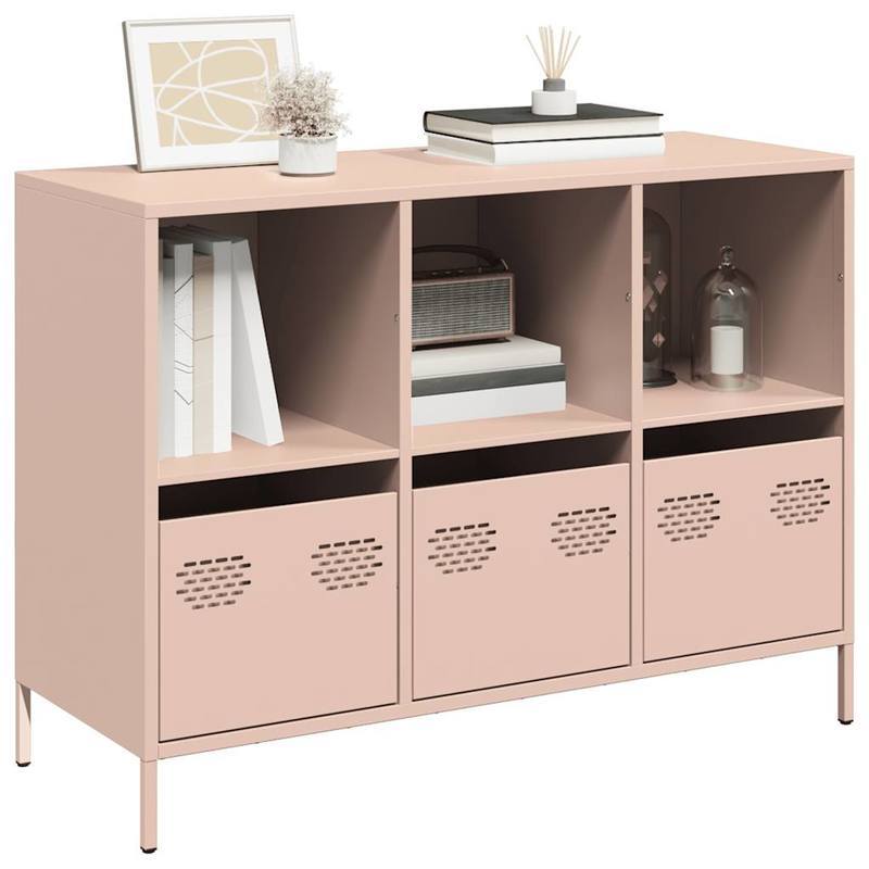 Sideboard – Dressoirkast – Opbergkast – Buffetkast – Side Table – Roze – Koudgewalst Staal – Compact Formaat 101,5x39x73,5 cm
