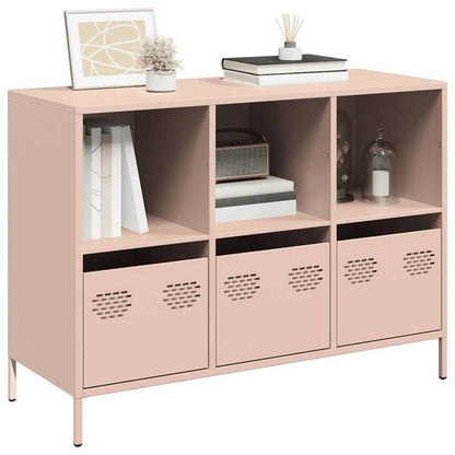 Sideboard – Dressoirkast – Opbergkast – Buffetkast – Side Table – Roze – Koudgewalst Staal – Compact Formaat 101,5x39x73,5 cm