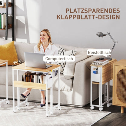 Opvouwbaar Bureau – Folding Desk – Computer Desk – Study Desk – Bureau Voor Thuis – Natuurlijk Hout – Ruimtebesparend 63 cm – Inclusief Plank En Opbergtas
