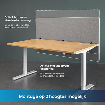 Ergotopia Akoestische Scheidingswand voor Bureau (120 x 80 x 2,8 cm), Verstelbare Zichtbescherming voor Kantoor | Focus Bureauscheidingswand in Grijs, Geluidswerende Ruimteverdeler met Klemmen