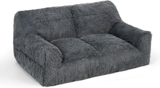 Pamapic Grote pluizige zitzak met vulling, 2-zitsbank, moderne en ergonomische zitzak voor volwassenen, luie bank voor volwassenen en huisdieren, geschikt voor woonkamer, slaapkamer