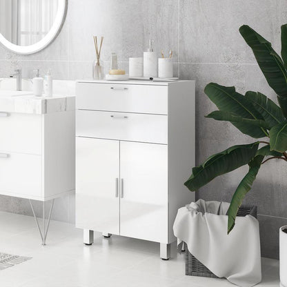 Badkamerkast – Badkamermeubel – Kolomkast – Wastafelonderkast – Opbergkast – 2 Lades – Verstelbare Plank – Hout Wit – Compact & Duurzaam