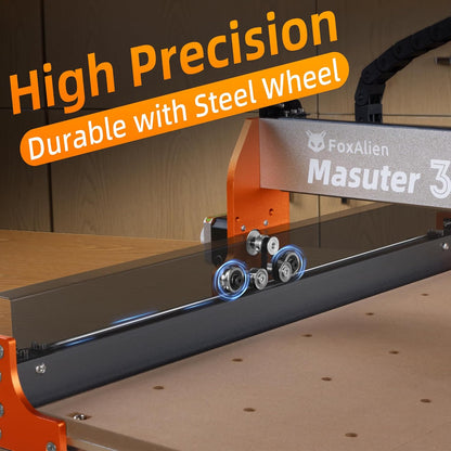 FoxAlien CNC frees/freesmachine Masuter 3 met stalen wielen, 3-assige graveermachine 15,75" x 15,75" x 3,74" werkgebied voor hout acryl MDF nylon snijwerk