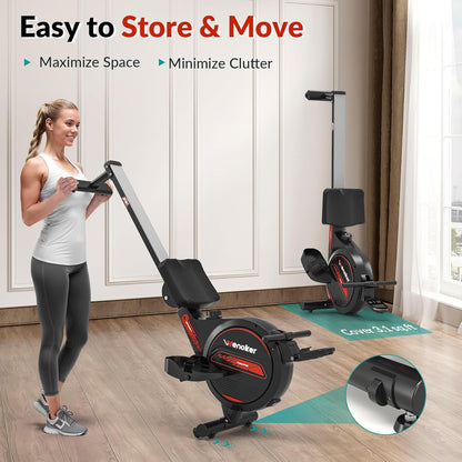 Rowing Machine, Wenoker Magnetic Rowing Machine for Home, 350lbs Weight Capacity, Smooth Whisper Quiet with LCD Monitor Tablet Holder and Comfortable Seat Cushion, Compact and Save Space - QUORE