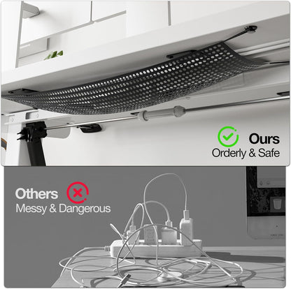 Height Adjustable Desk, 120x60cm, Electric with Memory Function, Standing Desk, Computer Table, Cable Management and Hooks, Adjustable Standing Desk for Office and Home, White - QUORE