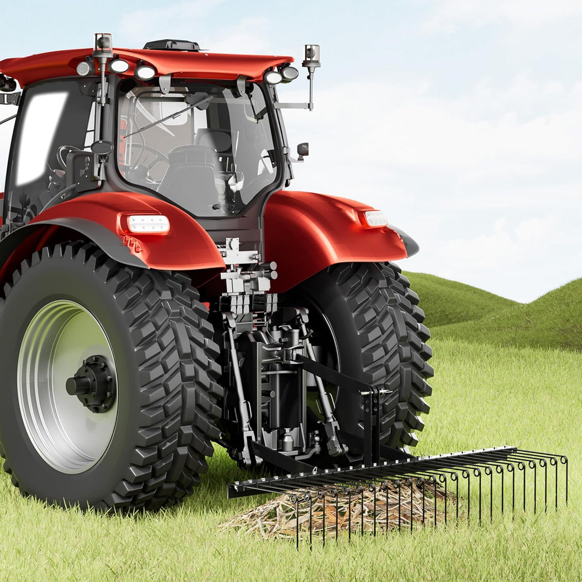 Wiltec verticuteermachine 183 cm voor zitmaaiers, gazonbeluchter met 24 spiraalveren, verticuteer voor het beluchten van gazons, verticuteerhark als mosverwijderaar