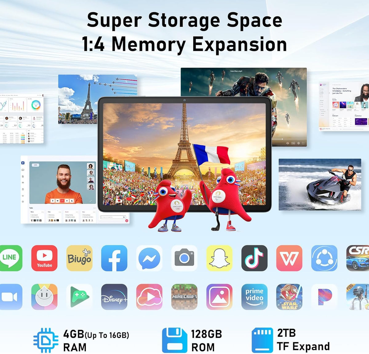 Blackview Tab60 WiFi Tablet Android 15, 12 GB + 128 GB (TF 2 TB) Octa-Core WiFi 6, Tablet 10 inch 5100 mAh 8 MP + 5 MP Widevine L1, Bluetooth 5.2, Gemini AI, GMS, pc-modus met meerdere vensters