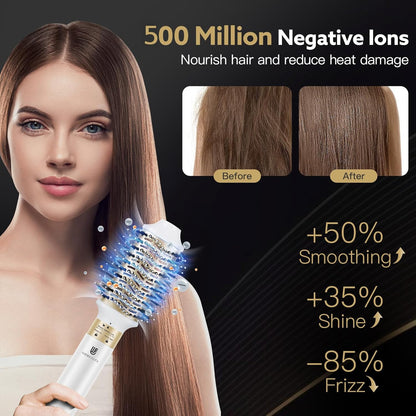 webeauty 6-in-1 airstyler, 110.000 omw/min, 30 m/s, föhn met hoge snelheid met föhnborstel, ronde föhnborstel, air-krultangen, 500 miljoen negatieve ionen-haarstyler, wit