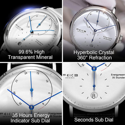 Men's Wristwatches FEICE Bauhaus Automatic Mechanical Watch with Domed Mirror Waterproof Big face Dress Watches for Men ⌀42mm -FM202
