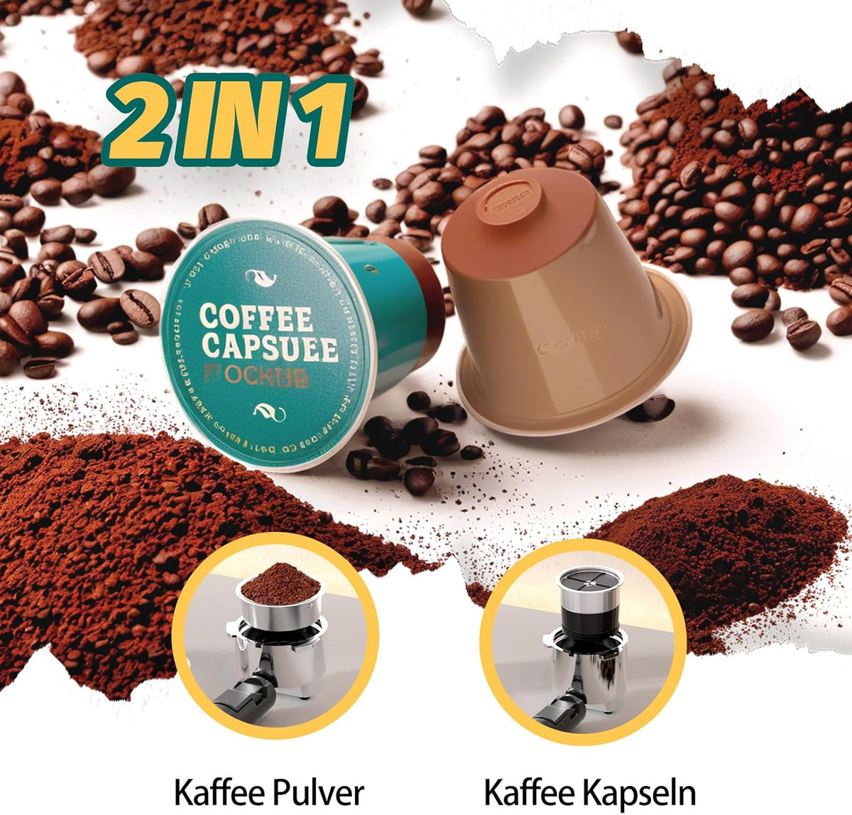 Empstorm Espressomachine, 20 bar, zeefvoermachine met melkstoomstaaf, 2-in-1 functie voor koffiecapsules en gemalen koffie, latte en cappuccinomachine, perfect voor thuis