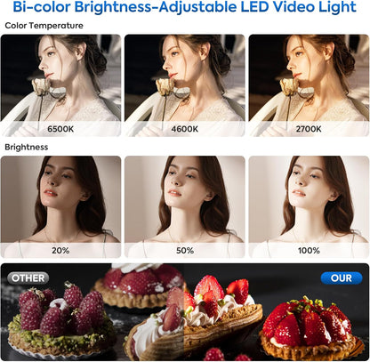 2-Pack LED Videolicht Set – Videolamp – Studiolamp – Fotolamp – Paneellamp – Bi-Color 2700K tot 6500K – Dimbaar van 10% tot 100%