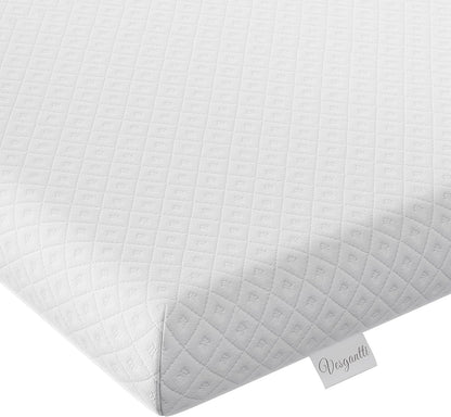 Vesgantti 4 inch traagschuim matrastopper dubbel, gel en bamboe houtskool doordrenkte bedtopper voor koelslaap en drukverlichting, met wasbare hoes - 135 x 190 x 10 cm