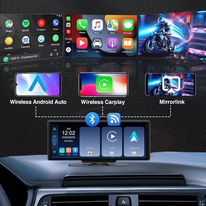 SCUMAXCON Carplay IPS-touchscreen, 10,26 inch, draadloos, Android Auto Airplay 4K, achteruitrijcamera, 1080p, GPS, navigatie, bluetooth, FM middenconsole, mediaspeler, geïntegreerde luidspreker