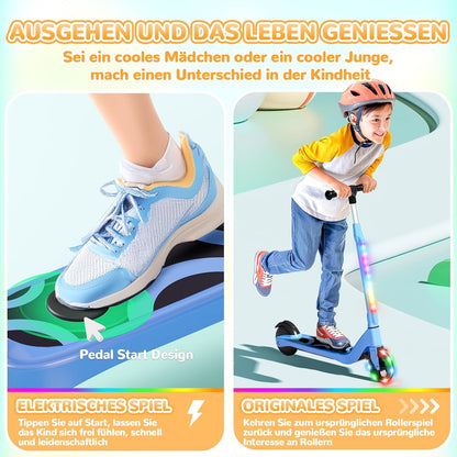SISIGAD E-step voor kinderen van 6 tot 10 jaar, met knipperende ledlampen en 3 instelbare hoogtes, elektrische step voor kinderen, 45 W motor, max. 10 km/u, maximale belasting 70 kg