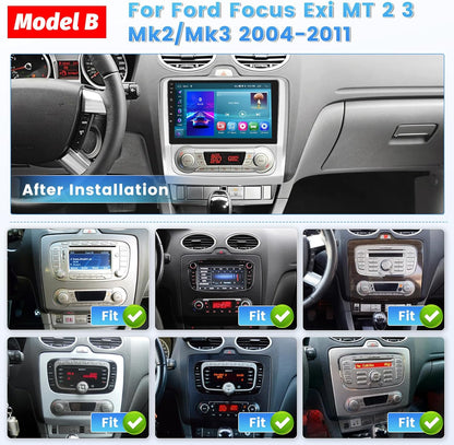 Hikity [2G+64G] Carplay Draadloos voor Ford Focus Exi MT 2 3 Mk2/Mk3 2004-2011 9 Inch Android 13 Radio met GPS Bluetooth Android Auto WiFi RDS Hi-FI FM SWC Achteruitkijkcamera