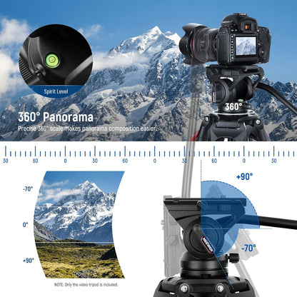 NEEWER 74 inch Pro videostatief met vloeistofkop, robuust aluminium statief met 360° draaibare en 160° kantelkop, QR-plaat compatibel met Manfrotto 501, diameter 75 mm schotelbasis voor DSLR-camera,