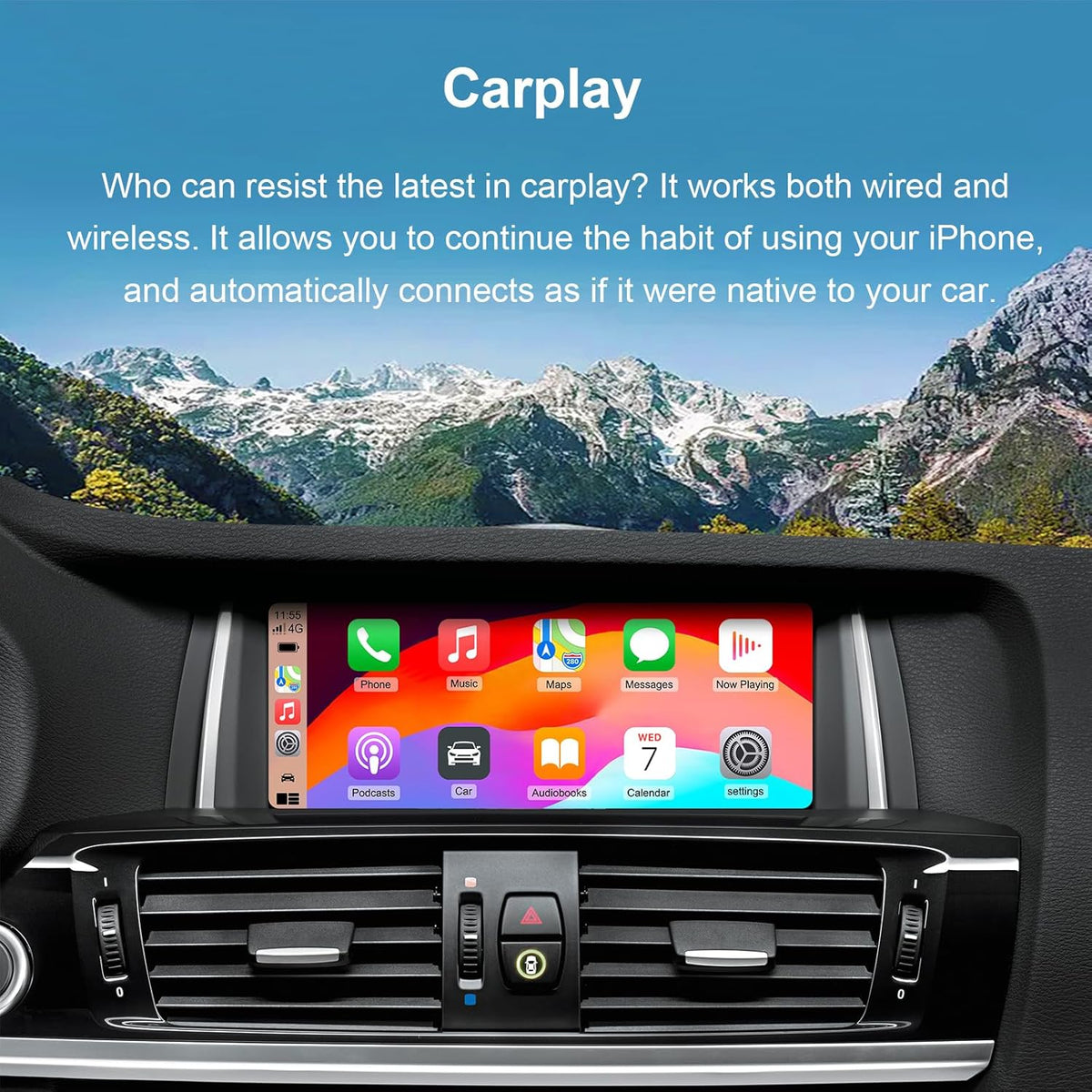 Retrofit Kit Decoder BMW CIC Systeem – CarPlay Adapter – Android Auto Interface – Draadloze Multimedia Module – Bluetooth WiFi Receiver – Draadloze CarPlay & Android Auto – Plug-and-Play Installatie – Originele Stuurwielbediening