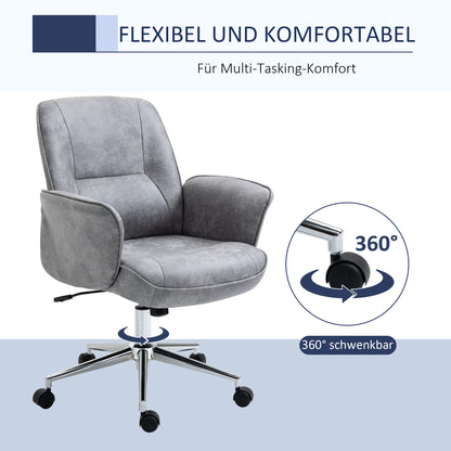 Bureaustoel – Office Chair – Draaistoel – Kantoorstoel – Bureau Stoel – Ergonomisch Design – Verstelbare Hoogte – Kantelfunctie – Microvezel – Maximaal 120 kg – Lichtgrijs – 67x69x92-102 cm