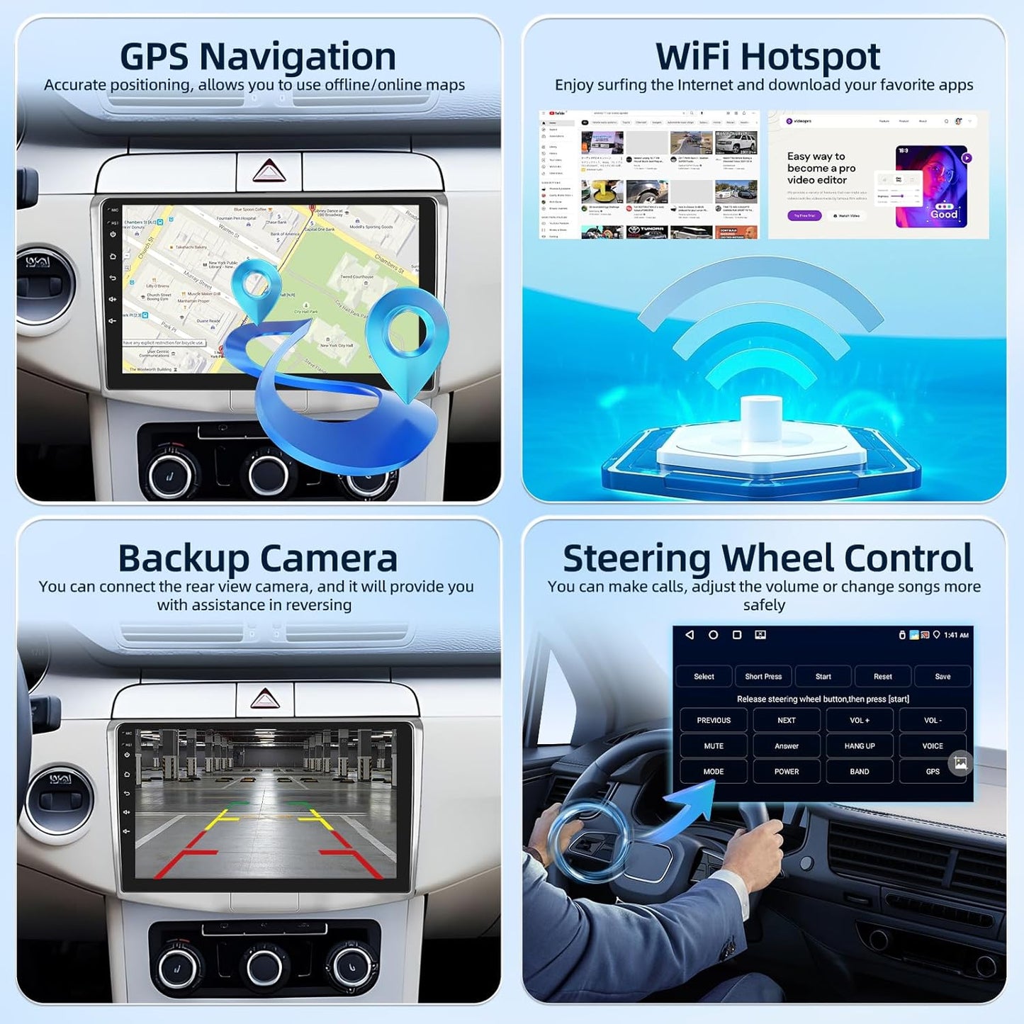 [4G+64G] Android Car Radio for Volkswagen VW Passat B6/B7 2010-2014 with Wireless Carplay & Android Auto, 10.1 inch IPS Touch Screen Car Stereo with GPS, WiFi, 32EQ, Bluetooth 5.0, FM/RDS Radio
