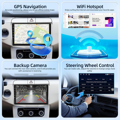 [4G+64G] Android Car Radio for Volkswagen VW Passat B6/B7 2010-2014 with Wireless Carplay & Android Auto, 10.1 inch IPS Touch Screen Car Stereo with GPS, WiFi, 32EQ, Bluetooth 5.0, FM/RDS Radio