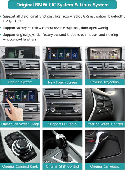 Ninetom 10,25 inch autoradio touchscreen voor 2008-2012 BMW 1-serie E81 E82 E87 E88 met CIC-systeem, ondersteuning voor Apple CarPlay/Android Auto/Mirrorlink/navigatie, autoradio-upgrade