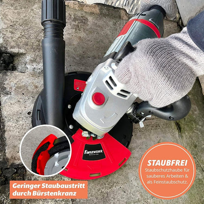 FANZTOOL Betonslijper, betonfrees, set met diamantslijpkop en afzuigkap (2000 W/180 mm)