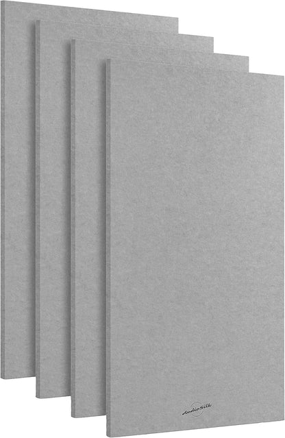 Akoestische Panelen – Geluidsabsorberende Wandpanelen – Geluidsdempende Panelen – Akoestische Wandpanelen – Studio Akoestiek – 4-Pack Kamerkit, Groot, 116 x 58 cm, Midden Grijs – Gemaakt Van Gerecycled PET – Vermindert Galm En Echo