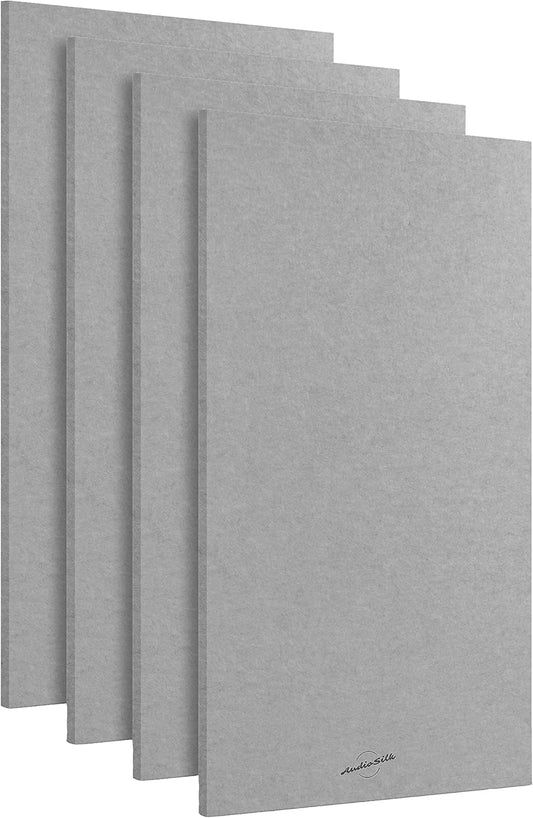Akoestische Panelen – Geluidsabsorberende Wandpanelen – Geluidsdempende Panelen – Akoestische Wandpanelen – Studio Akoestiek – 4-Pack Kamerkit, Groot, 116 x 58 cm, Midden Grijs – Gemaakt Van Gerecycled PET – Vermindert Galm En Echo