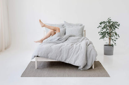 My Linen Home Dekbed van gewassen linnen (100% steenwashed), 150 x 200 cm, hypoallergene strepen, thermoregulatie en ademend vermogen, machinewasbaar